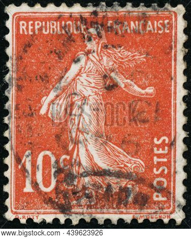Vintage Stamp Printed In France Circa 1906 Shows Antique Sower
