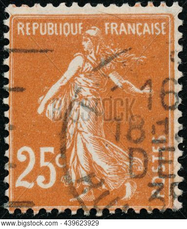 Vintage Stamp Printed In France Circa 1927 Shows Antique Sower