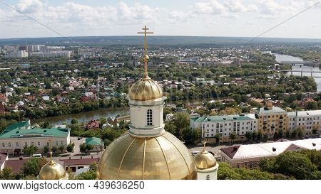 Cathedral In Penza In Russia. Dome Of The Cathedral On The Background Of The City. Cathedral In The