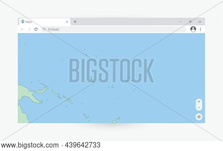 Browser Window With Map Of Kiribati, Searching Kiribati In Internet. Modern Browser Window Template.