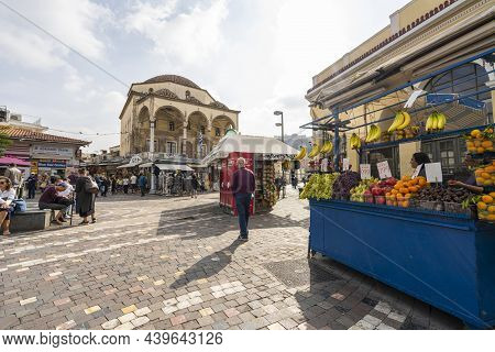 Athens, Greece. November 2021. Exterior View Of The Tzisdarakis Mosque In Monastiraki Square