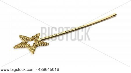 Beautiful Golden Magic Wand Isolated On White
