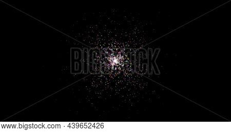Abstract Lines From Particles Chaotic Movement, Ignites An Explosion On A Black Background. Blend Mo