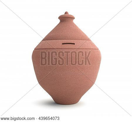 Clay Money Box, Piggy Bank Gullak Isolated On White Background 3d Illustration, 3d Rendering,