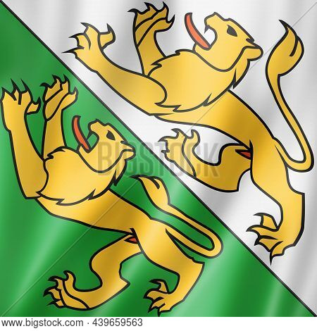 Thurgau Canton - State - Flag, Switzerland Waving Banner Collection. 3d Illustration
