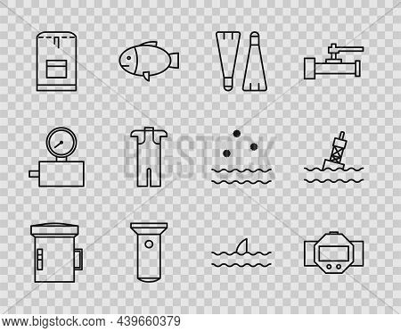 Set Line Big Flashlight For Diver, Diving Watch, Rubber Flippers Swimming, Flashlight, Backpack, Wet