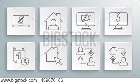 Set Line Time Management, Online Working, Project Team Base, Video Camera Off On Computer, Chat Conf