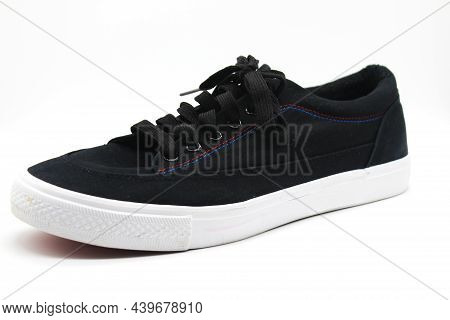 Black Shose For Men On White Background With Selective Focus