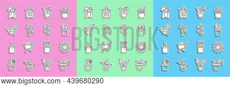 Set Line Spraying Plant, Flower, Cactus Peyote Pot, Water Spray Bottle, Tropical Leaves, Plant On St