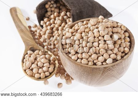 Cicer Arietinum - Raw Grains Of Chickpea; Legume With Important Culinary And Nutritional Qualities