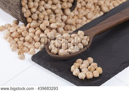 Cicer Arietinum - Raw Grains Of Chickpea; Legume With Important Culinary And Nutritional Qualities