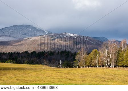 Nice View Of Mount Orford In Quebec, Canada, After The First Frost In The Mountains