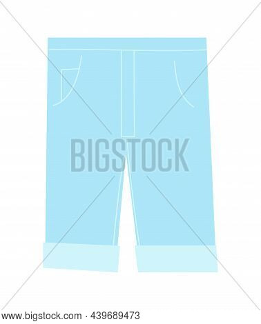 Blue Shorts Sticker. Modern Denim Wear. Durable Clothing For Summer And Spring. Graphic Elements, Ma