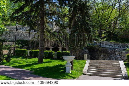 Russia May 04, 2021 Pyatigorsk, View Of Diana's Town Near The Park Flower Garden, Photo Was Taken On