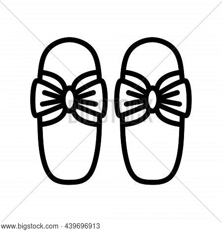 Home Shoes Flat Line Icon. Comfortable House Slipper. Mens And Womens Footwear, Children Slippers In