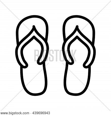 Home Shoes Flat Line Icon. Comfortable House Slipper. Mens And Womens Footwear, Children Slippers In
