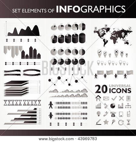 Set di infografica in bianco e nero