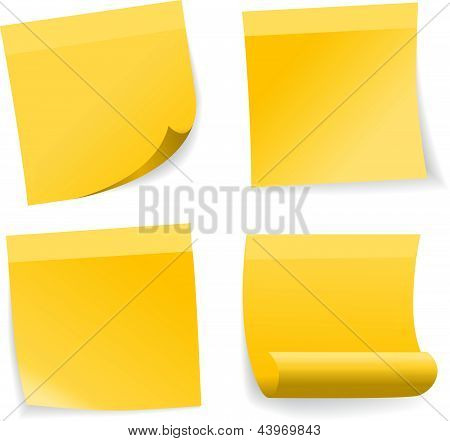 Set nota giallo su sfondo bianco, vettore.