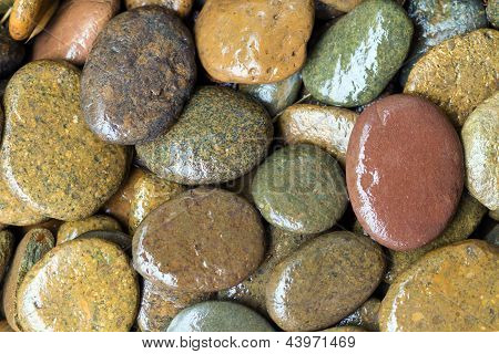 Fondo de piedras redondas de color mojado