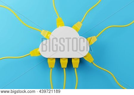 Cloud Computing Concept. Technology Data Center On Cloud Service. 3d Rendering Illustration
