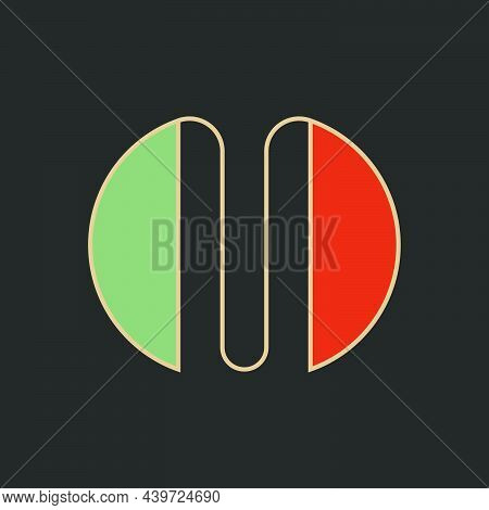 Creative Bold Letter M Logo Mockup Retro Font Rounded Shape, 60s Typography Design Element.
