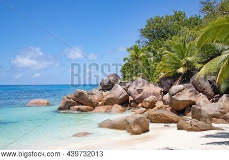 Famous Petite Anse Kerlan beach on the Praslin island, Seychelles