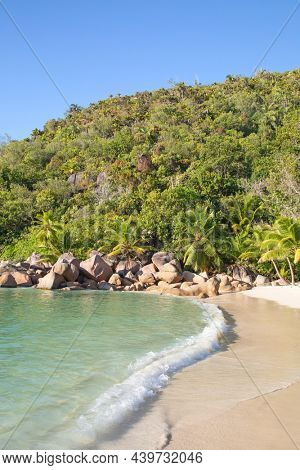 Famous Petite Anse Kerlan beach on the Praslin island, Seychelles