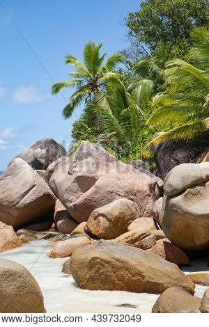 Famous Petite Anse Kerlan beach on the Praslin island, Seychelles