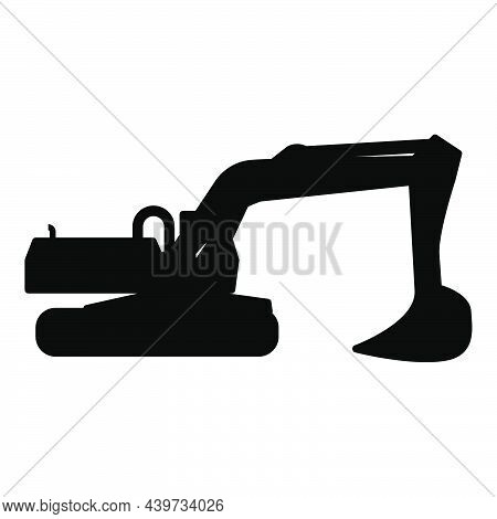 Excavator Silhouette Special Equipment Dusty Digger Building Machine Icon Black Color Vector Illustr