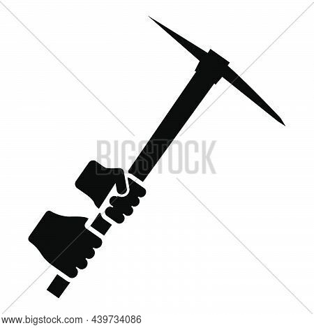 Mining Pickaxe Mattock Pick Axe In Hand Icon Black Color Vector Illustration Flat Style Simple Image