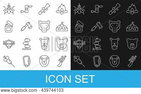 Set Line Sniper Rifle With Scope, Bear Head, Tourist Tent, Optical Sight, Wooden Axe, Lighter, Mosqu