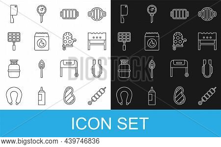 Set Line Grilled Shish Kebab, Meat Tongs, Bbq Brazier, Barbecue Grill, Coal Bag, Steel Grid, Chopper