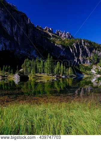The beautiful Lago Di Federa near Croda da Lago, Italy, Euorpe