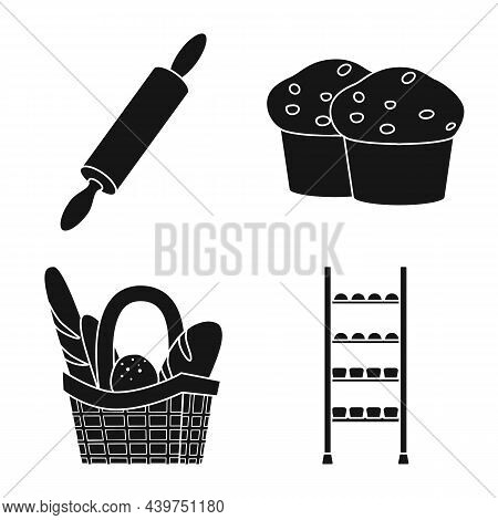 Vector Illustration Of Bakery And Natural Sign. Collection Of Bakery And Product Stock Vector Illust