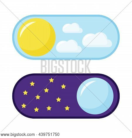 On And Off Toggle Switch Buttons. Light And Dark Buttons. Day Night Switch Gadget Interface Switch T