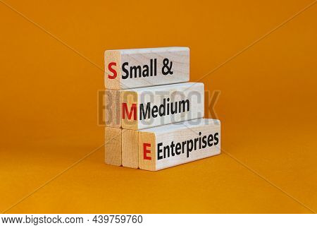 Sme Small And Medium Enterprises Symbol. Words Sme Small And Medium Enterprises On Blocks On A Beaut