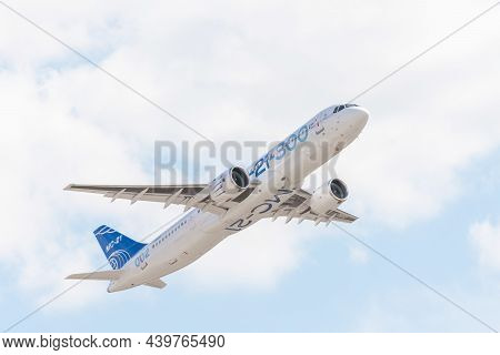 Irkut Plane Passanger Liner Ms-21 Flying. Russia, Moscow Region Zhukovsky, Airport Ramenskoe. Aviasa