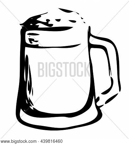 Tankard Stein Mug Beer Glass. Hand Drawn Ink Style Graphics Illustration. Oktoberfest, Saint Patrick