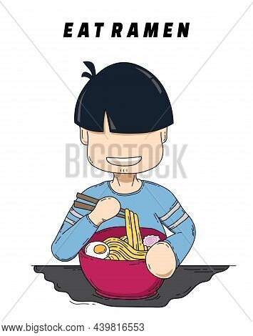 The Illustration Vector Of Eat Ramen, A Special Noodle From Japan