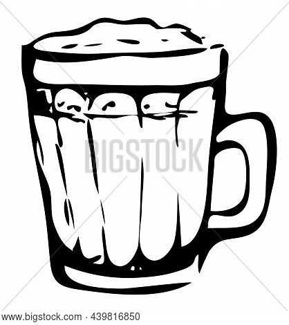 Dimpled Stain Mug Beer Glass. Hand Drawn Ink Style Graphics Illustration. Oktoberfest, Saint Patrick