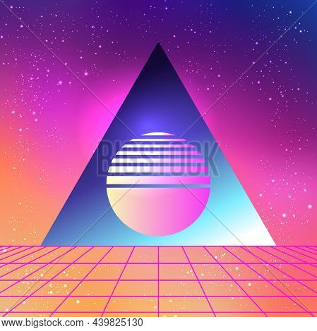 Retro Vintage 80s Or 90s Geometric Style Abstract Background. Good Design For Textile T-shirt Print 
