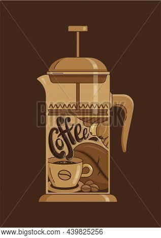 Advertising Poster French Press Coffee Shop Nostalgia
