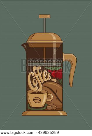 Advertising Poster French Press Coffee Shop Nostalgia