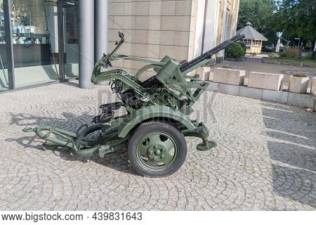 Gdynia, Poland - August 1, 2021: Zpu-4 14.5mm Anti-aircraft Artillery.