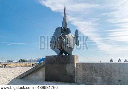 Gdynia, Poland - August 1, 2021: Fish Statues On Feliks Nowowiejski Boulevard.