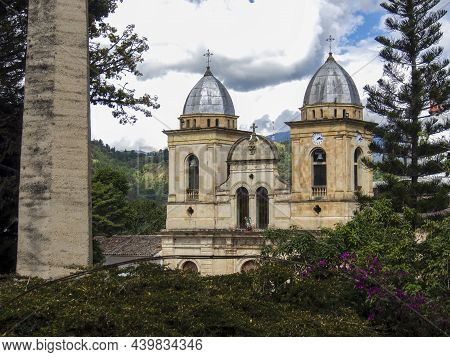 Facade Of The Church Of San Miguel Arcangel In The Town Of Tenza, In Central Colombia, Viewed Across