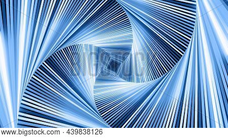 3d Render. Abstract Geometric Bg With Rings Form Complex Twisted Spiral And Light Effects. Rings Fla