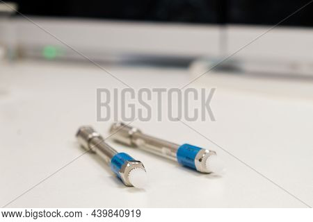 Hplc 50 Mm Columns On The Table In The Laboratory. Fast High Performance Liquid Chromatography Analy