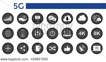 Set Of 5g Technology Icons For Business And Technology, Speed, Signal, Network, Technology, Big Data