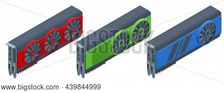 Isometric Cryptocurrency Mining Video Card. Cryptomining Farm. Cryptocurrency Mining Equipment